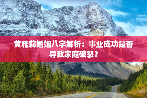 黄雅莉婚姻八字解析：事业成功是否导致家庭破裂？第1张-八字查询