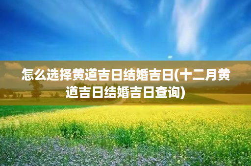 怎么选择黄道吉日结婚吉日(十二月黄道吉日结婚吉日查询)第1张-八字查询