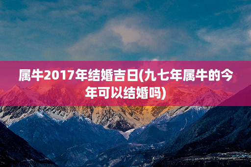 属牛2017年结婚吉日(九七年属牛的今年可以结婚吗)第1张-八字查询