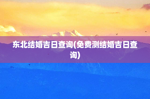 东北结婚吉日查询(免费测结婚吉日查询)第1张-八字查询