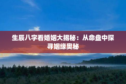 生辰八字看婚姻大揭秘：从命盘中探寻姻缘奥秘第1张-八字查询