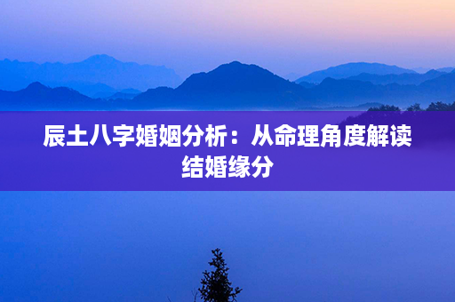 辰土八字婚姻分析：从命理角度解读结婚缘分第1张-八字查询