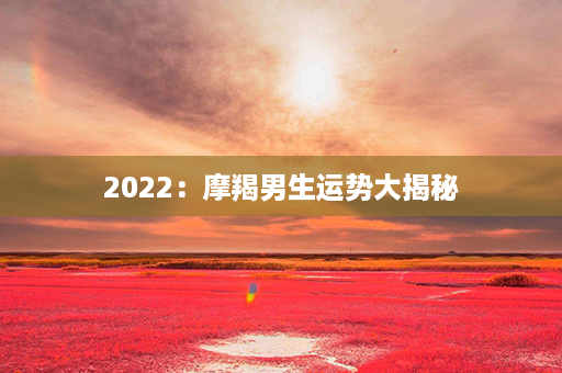 2022：摩羯男生运势大揭秘第1张-八字查询