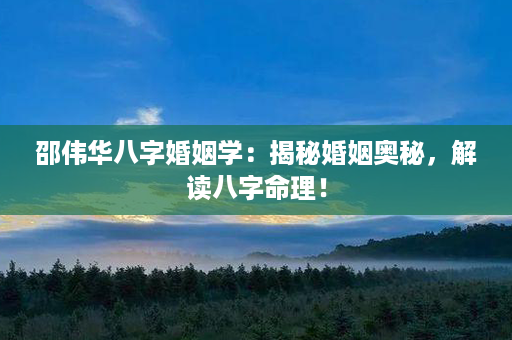 邵伟华八字婚姻学：揭秘婚姻奥秘，解读八字命理！第1张-八字查询